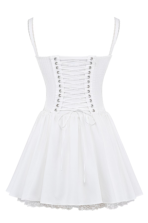 Isabella | Corset Lace Trim Mini Dress