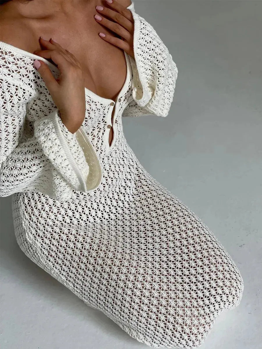 Isabella | Crochet Long Sleeve Maxi Dress