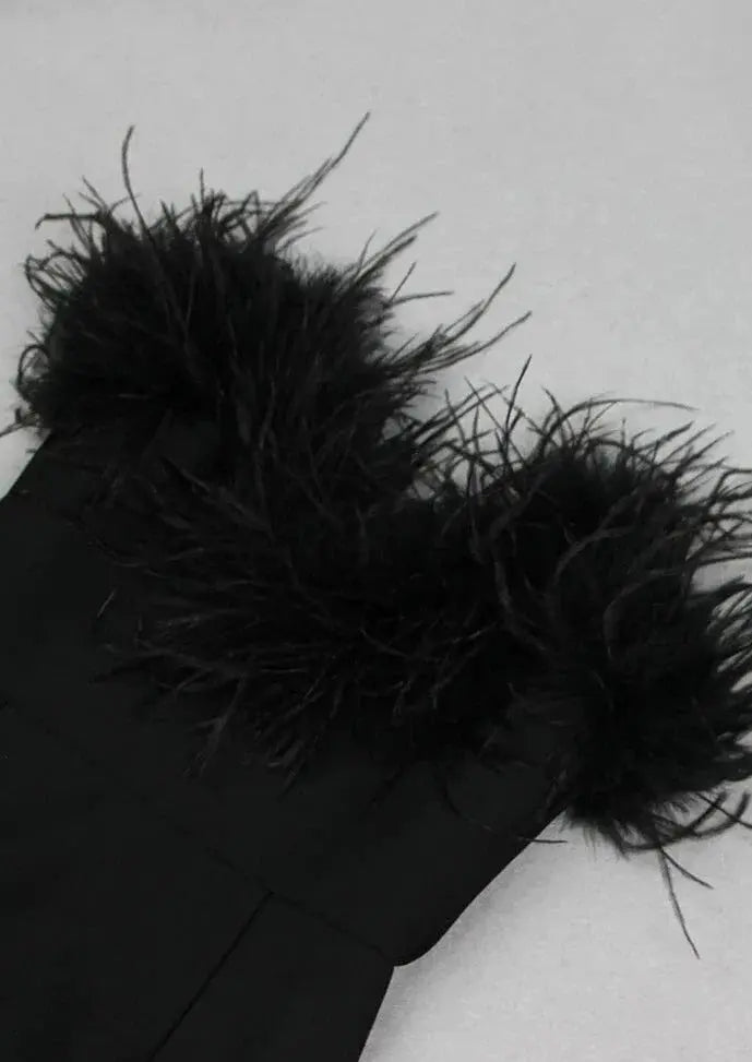 Anika | Feather Trim Strapless Mini Dress