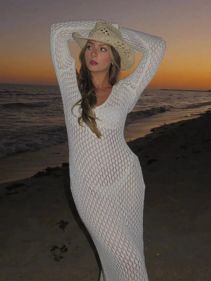 Isabella | Crochet Long Sleeve Maxi Dress