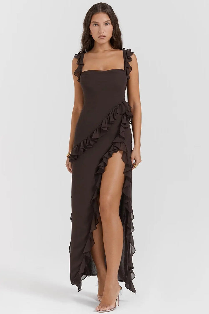 Matilda | Prom Ruffle Split Maxi Dress