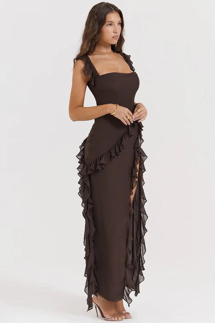 Matilda | Prom Ruffle Split Maxi Dress