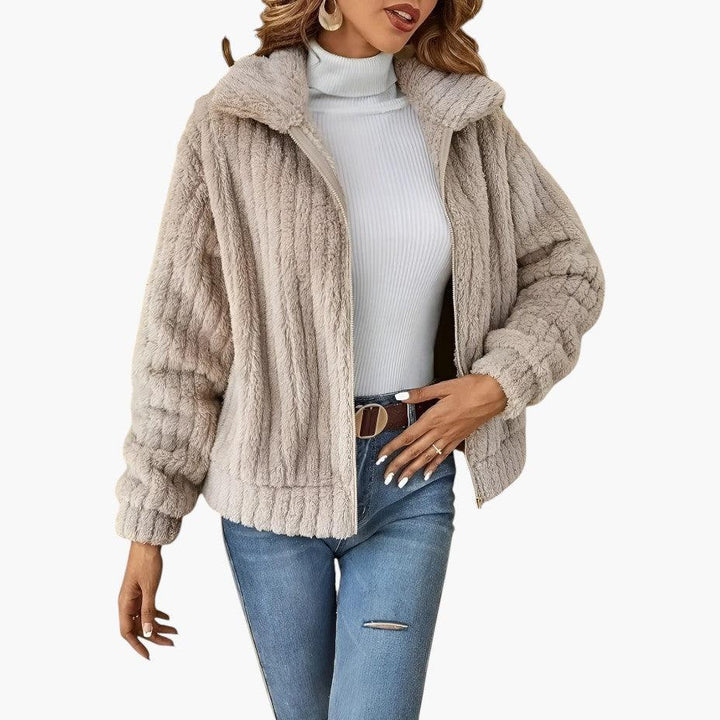 Georgia | Textured Zip Front Fleece Cardigan