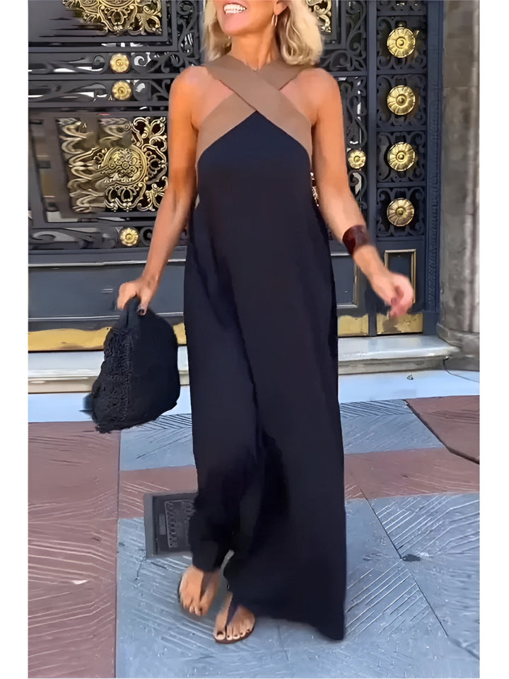 Olivia | Wedding Guest Cross Neck Maxi Dress