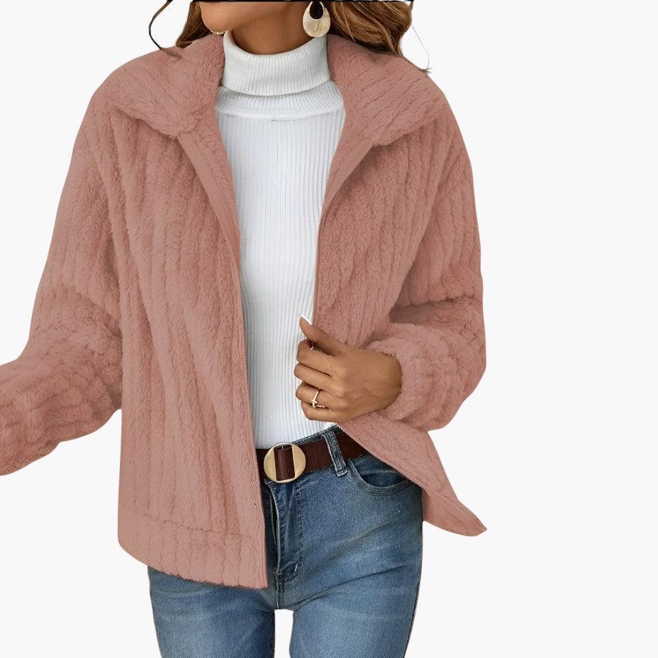 Georgia | Textured Zip Front Fleece Cardigan