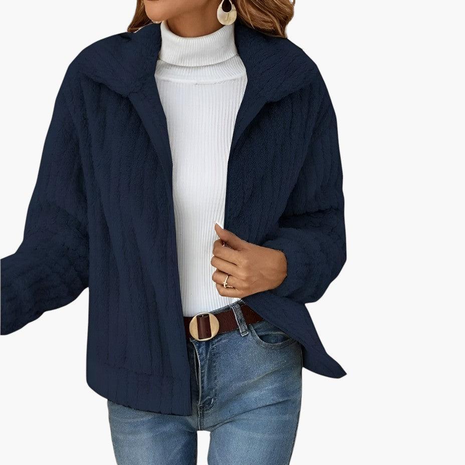 Georgia | Textured Zip Front Fleece Cardigan