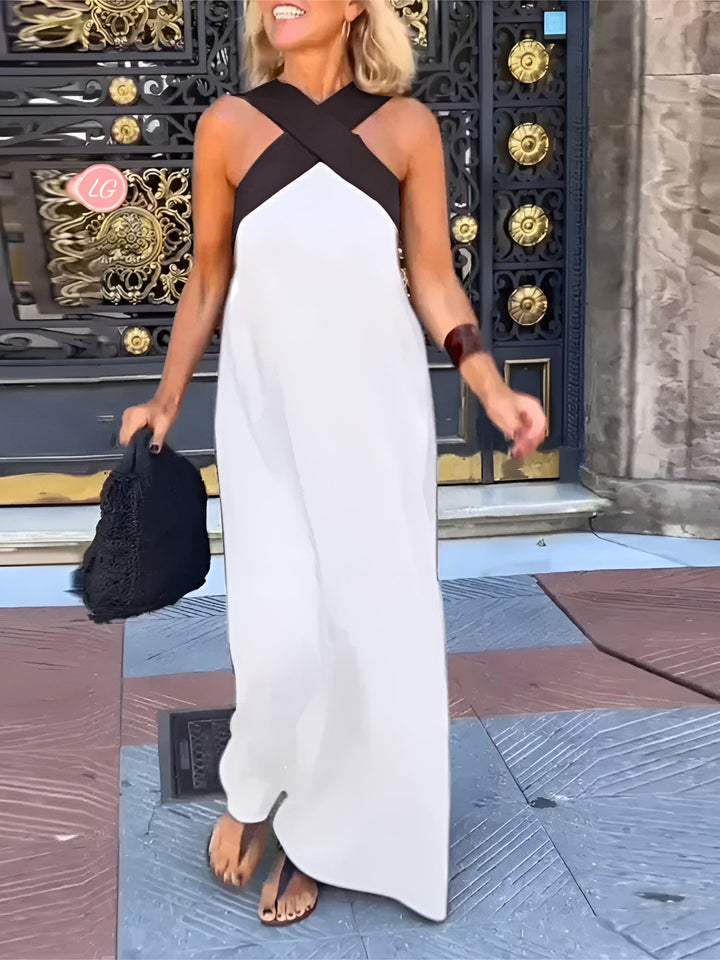 Olivia | Wedding Guest Cross Neck Maxi Dress
