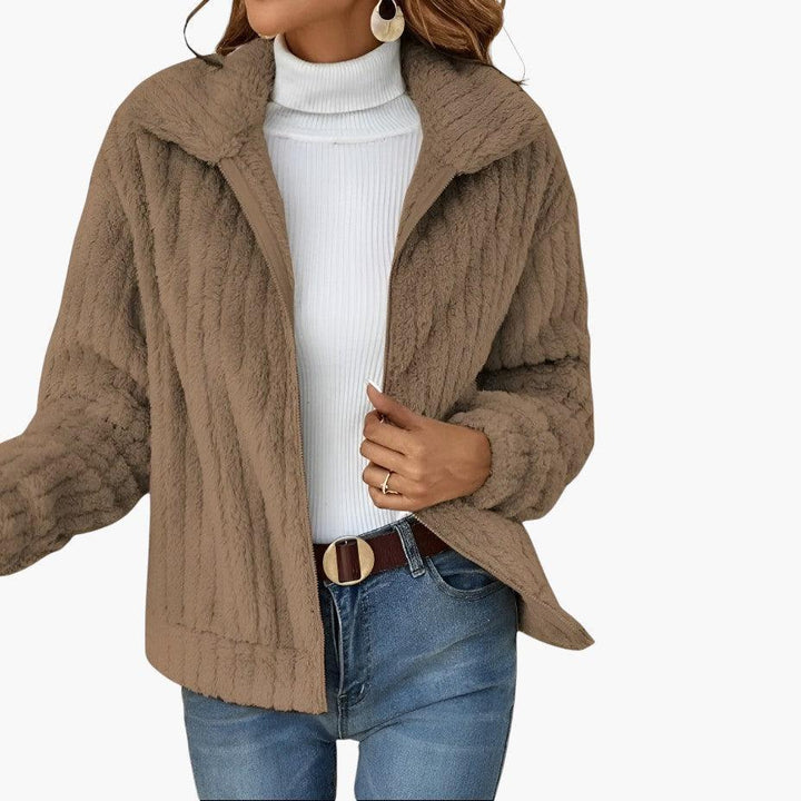 Georgia | Textured Zip Front Fleece Cardigan