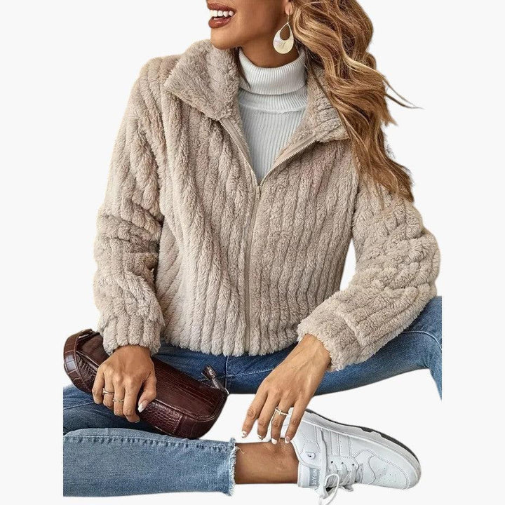 Georgia | Textured Zip Front Fleece Cardigan