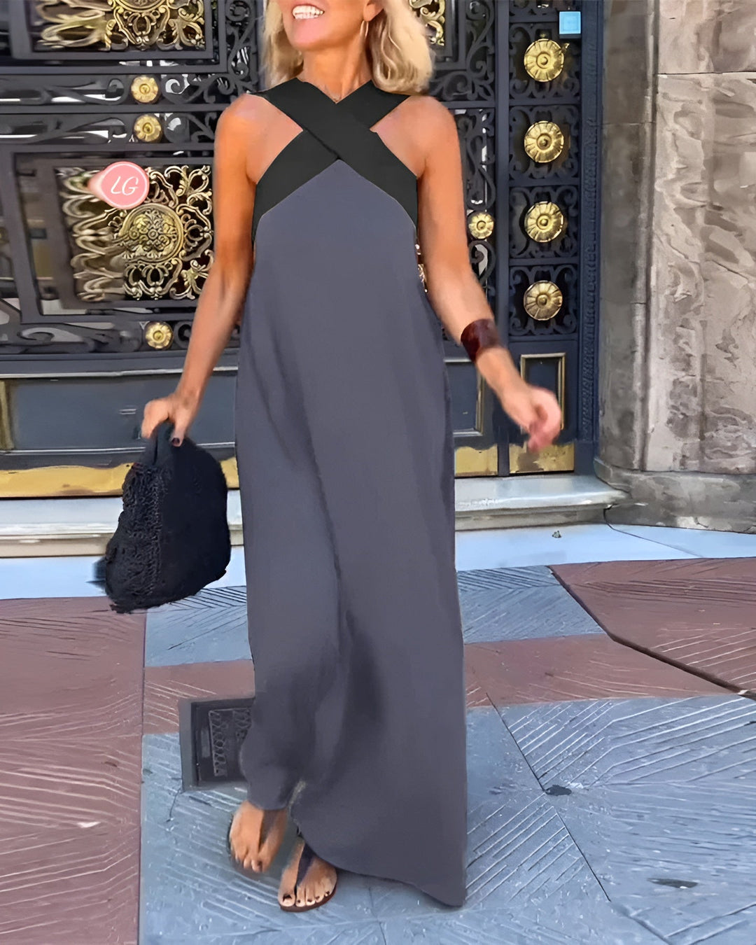 Olivia | Wedding Guest Cross Neck Maxi Dress