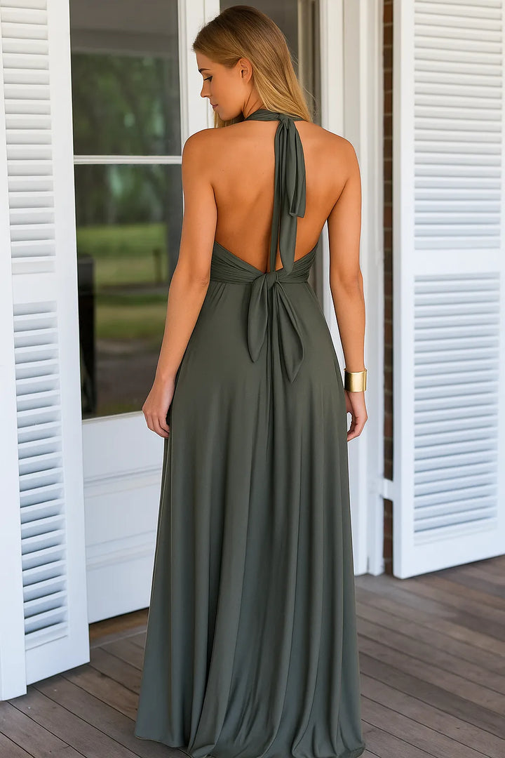 Mila | Backless Wrap Evening Maxi Dress