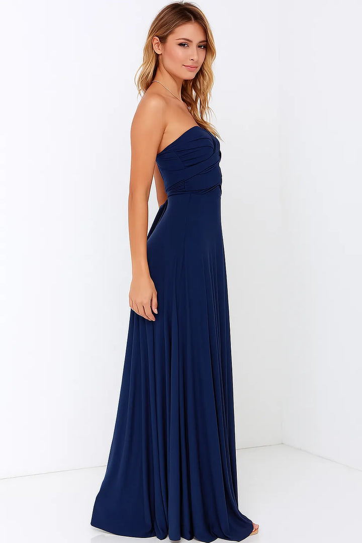 Mila | Backless Wrap Evening Maxi Dress