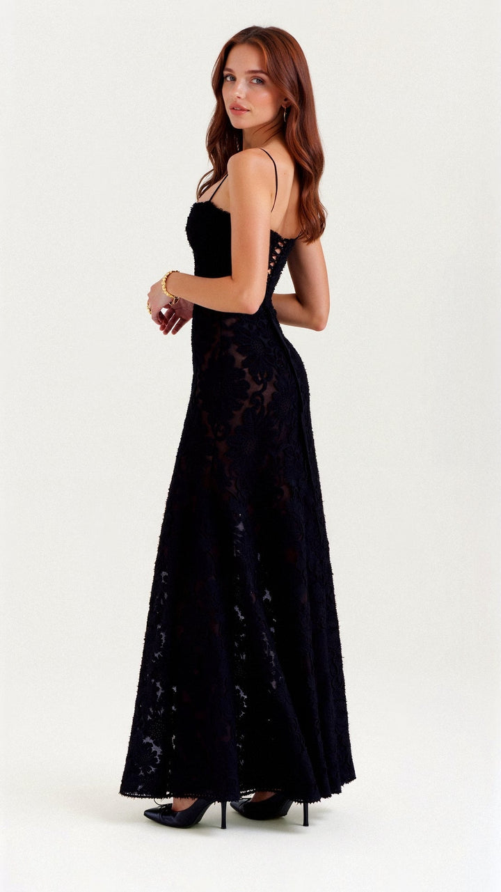 Eliana | Prom Floral Lace Maxi Dress