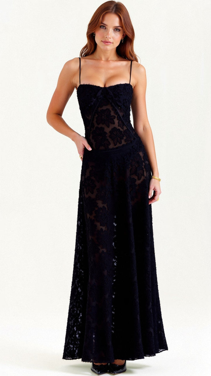 Eliana | Prom Floral Lace Maxi Dress