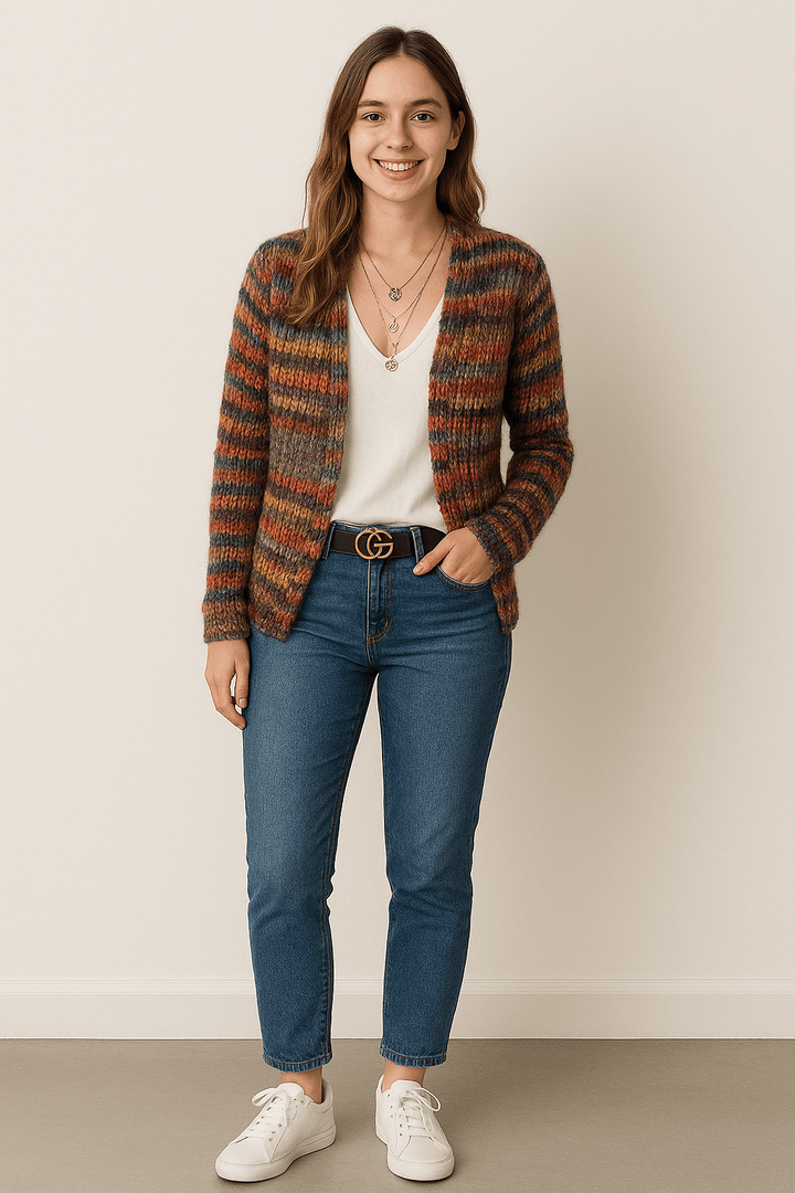 Amelia | Multicolour Striped Open Front Cardigan