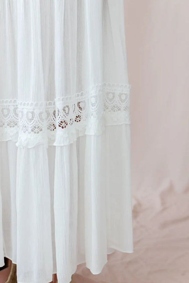 Amelia | Boho V-Neck Crochet Maxi Dress