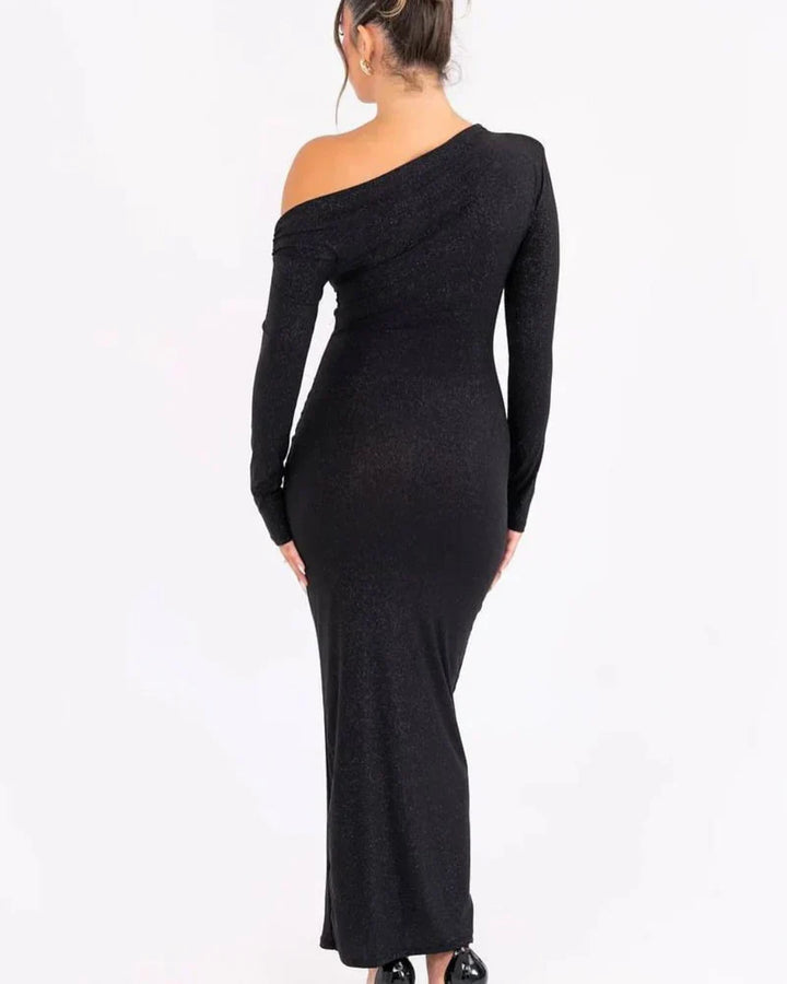 Sophia | Wedding Guest One Shoulder Ruched Maxi Dress