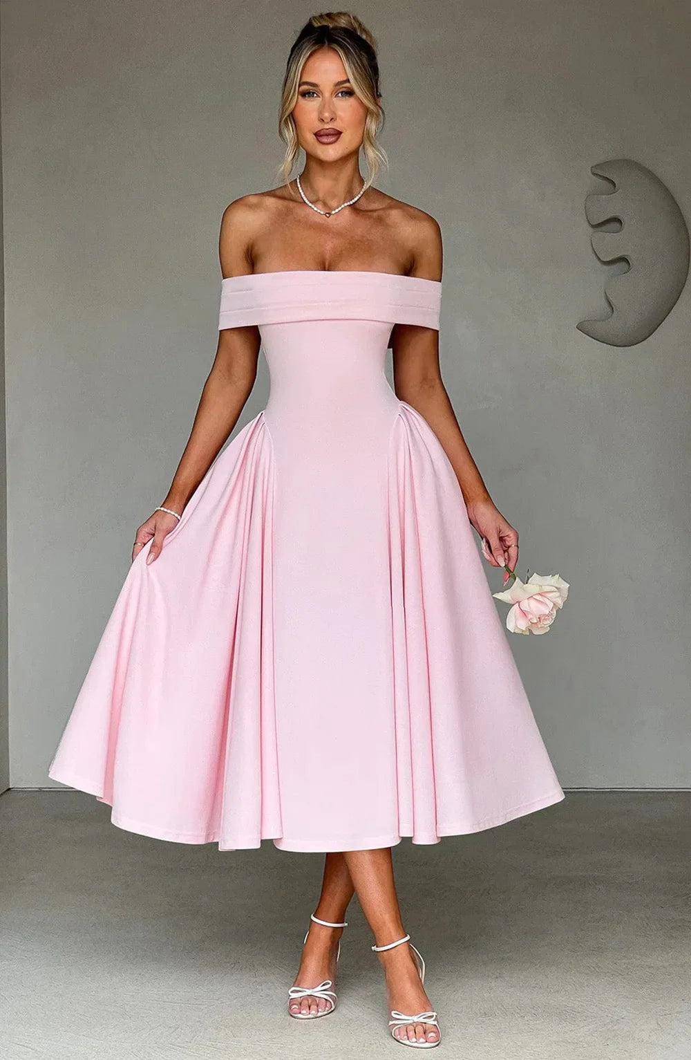 Isabella | Prom Off Shoulder Midi Dress