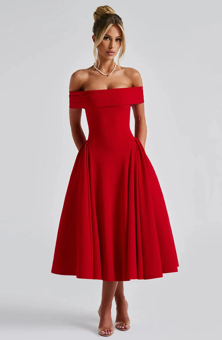 Isabella | Prom Off Shoulder Midi Dress