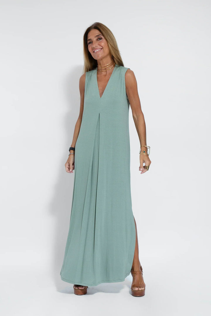 Odessa | Wedding Guest Sleeveless V Neck Maxi Dress