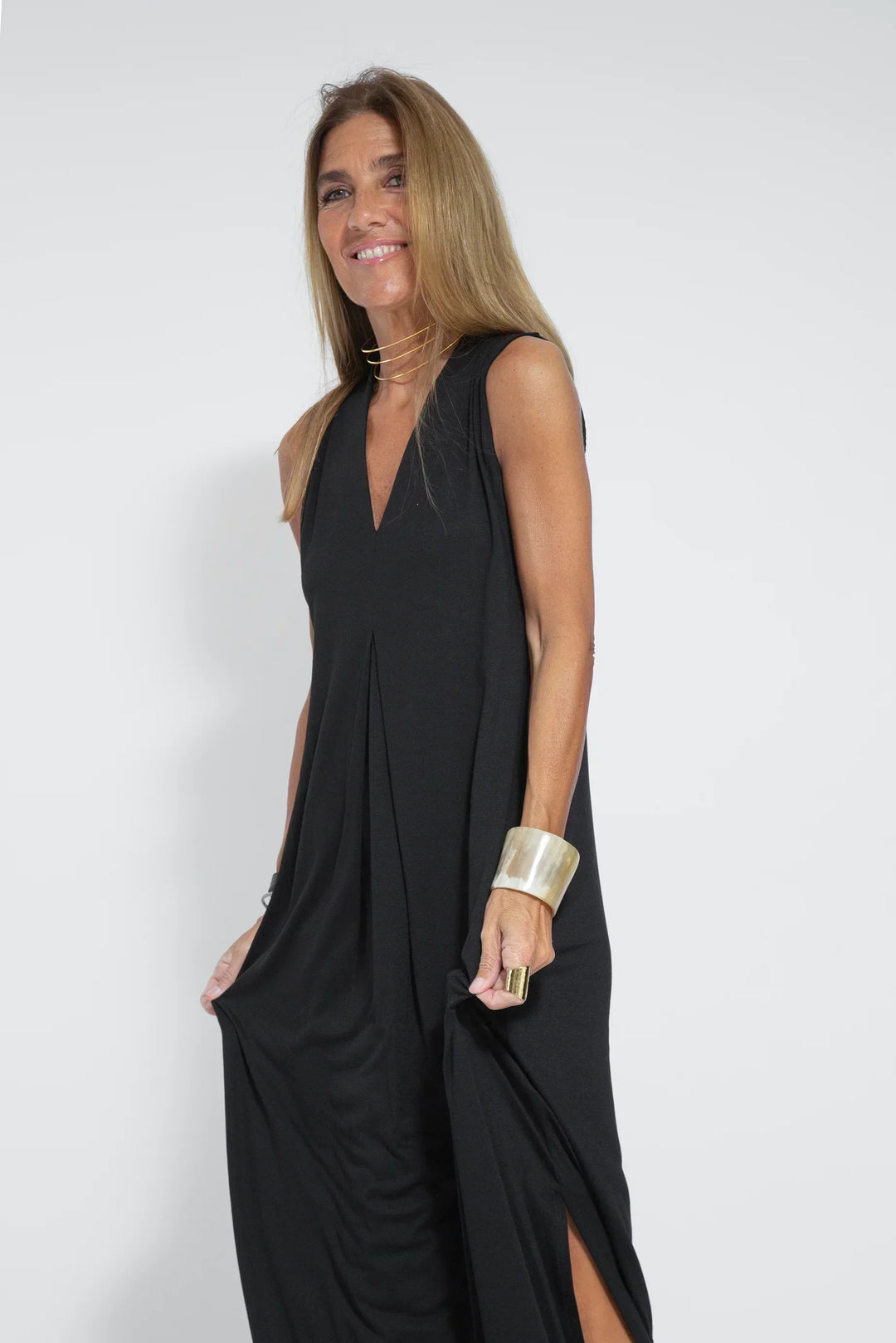 Odessa | Wedding Guest Sleeveless V Neck Maxi Dress