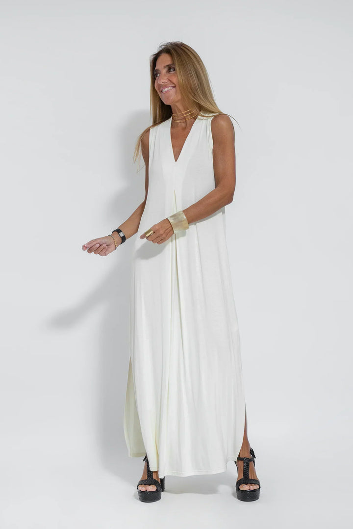 Odessa | Wedding Guest Sleeveless V Neck Maxi Dress
