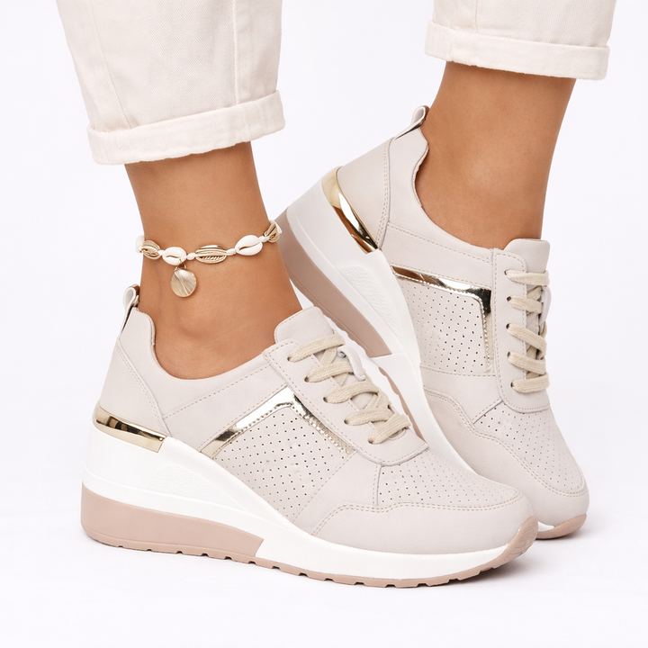 Amelia | Platform Wedge Lace-Up Sneakers