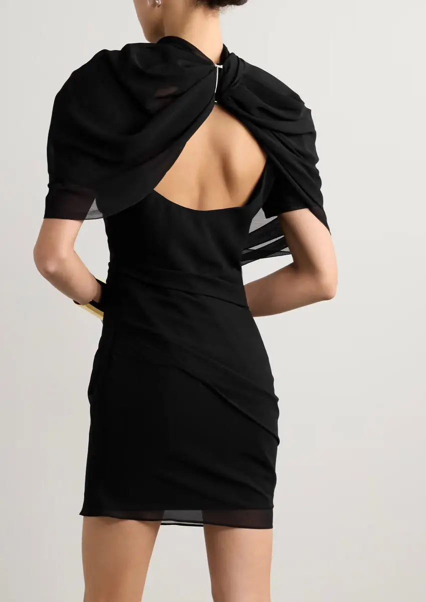 Noemi | Wedding Guest Draped High Neck Mini Dress