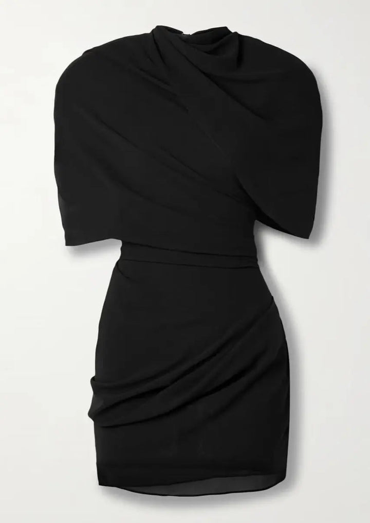 Noemi | Wedding Guest Draped High Neck Mini Dress