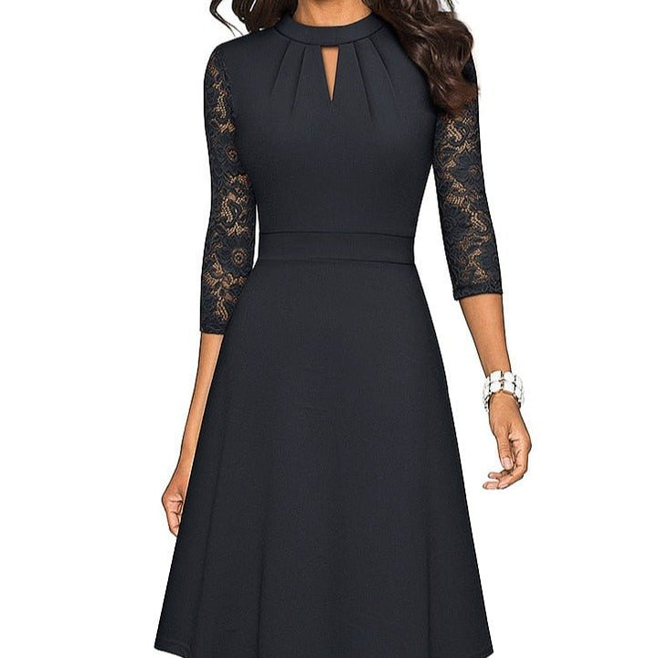Victoria | Wedding Guest Lace Sleeve Midi Dress